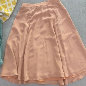 J Crew Ballerina Pink Peach silk A lined skirt.  Size 2.